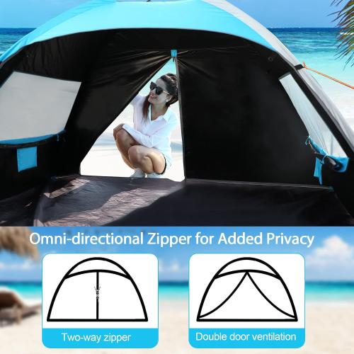 Beach Tent, Beach Shade Portable Tent for 2-3 Person with UPF 50