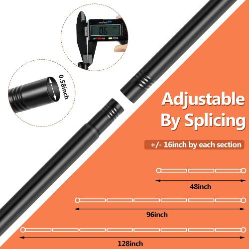 Adhesive Curtain Rod No Drilling for Renter 48 to 84 Inch Adjustable, Black | Easy Tool-Free Installation, No Drill, Non Screw, Stick on Apartment Friendly Poles with Screwless Bracket Holder Hook, Black