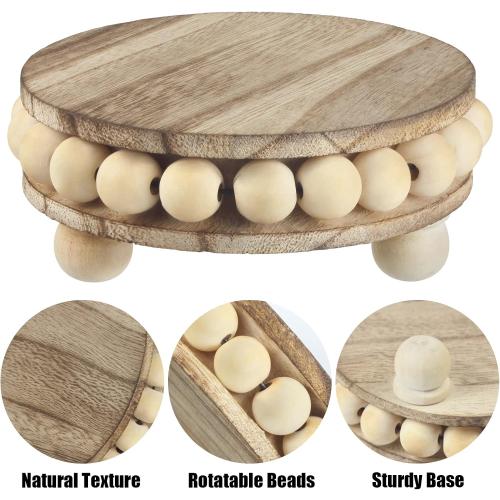 Round Wood Pedestal Stands for Decor, 2-Pack
