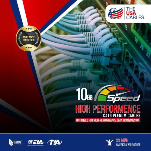 Cat6 Plenum Cable 1000FT– DSX-8000 Certified | 0.58mm Solid Conductor | High Speed 10Gbps Ethernet Cable | Premium Networking Wire for Home, Office & Commercial Installations - Black