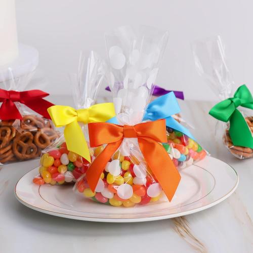 AIMUDI 6 Colors Rainbow Ribbon Twist Tie Bows 3.5 Premade Satin Ribbon Bows for Pride Day Pre-Tied Mini Bows for Crafts, Gift Wrapping, Baby Shower, Birthday, LGBT Party Favors - 60 Counts