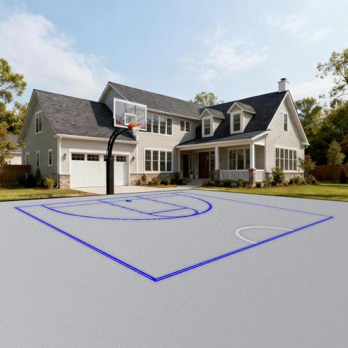 Reusable Basketball Court Stencil Kit for Concrete, Basketball Court Marking Kit, Plastic Material, Sun-Resistant NOT Paper Board, Durable,Reusable, Can be Used More Than 20 Times (Half Court)