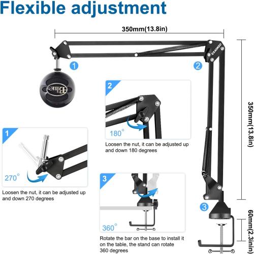 Microphone Arm,Aokeo AK-35 Microphone Desk Stand-Microphone Suspension Boom Scissor Arm Stand For Blue Yeti,Blue Snowball iCE,QuadCast,Elgato