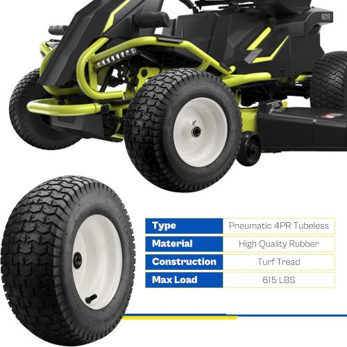2 PCS 16x6.50-8 Lawn Mower Tires and Rim - 16x6.5-8 Tractor Turf Tire Replacement for Craftsman/John Deere Riding Lawn Mowers/Tractors, with 3/4 Bearings and 3 Offset Hub,4 Ply Tubeless - Vypart