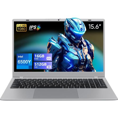 UOWAMOU 15.6 IPS-FHD-Laptop, 16GB RAM 512GB SSD 6500Y (up to 3.4GHz), Multi-Ports Lightweight Computer for Student-Home WiFi 5 BT5.0