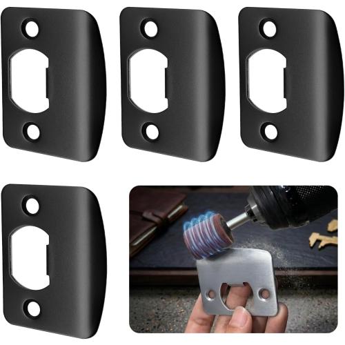 Black Door Strike Plate 2-1/4 x 1-3/4, Standard Size, 4 Pack