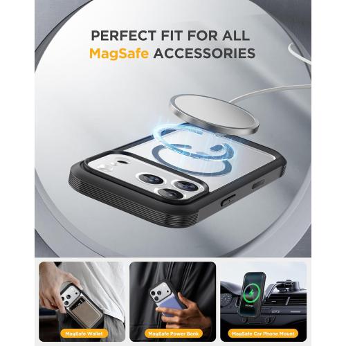 Miracase for iPhone 17 Pro Max Case 6.9 Full-Body Phone Case with Built-in Glass Screen Protector& Full Camera Protector, Camera Control [Magnetic with MagSafe] Drop Proof 17 ProMax Cover, Black