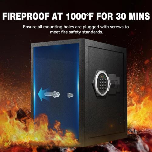 3.2 Cu Ft Large Home Safe Box with Type-C Port | Steel Security Box with Digital Electronic Keypad, Removable Shelf, Safety Lock Box for Office Documents Money Jewelry Gun
