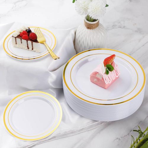 Goodluck 600 Pieces Gold Disposable Plastic Plates for 100 Guests