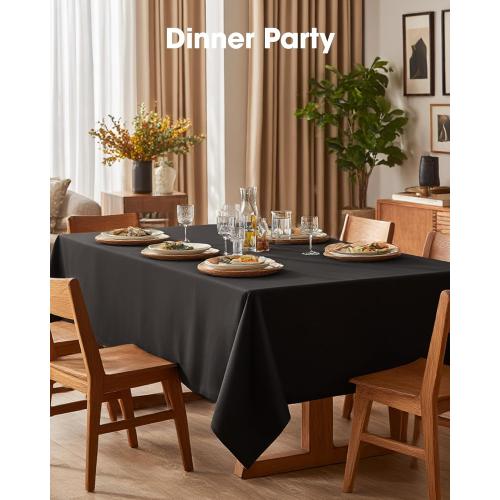 Pureegg Rectangle Table Cloth 60 x 84 – Durable Polyester Tablecloth Offers Reusable & Washable Protection, Ideal for Outdoor Party, Picnic, Wedding, Banquet and Birthday, 1 Pack, Black