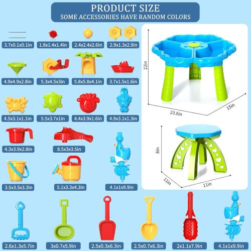 Lucky Doug Kids Sand Water Table Toys, 3 in 1 Sensory Activity Play Table for Toddlers Age 2-5