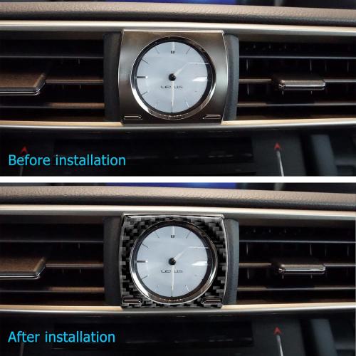 YAMUDA Compatible with Car Clock Frame Cover Sticker Carbon Fiber Interior Accessory for Lexus is 2013 2014 2015 2016 2017 2018 2019（1PCS, Black