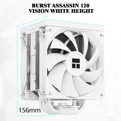 Thermalright Burst Assassin 120 Vision White CPU Cooler, 2.4inch IPS Display LCD Screen with 320x240 Resolution,Computer High Performance Radiator,for LGA1851/1700 and AM4/AM5,156mm High CPU Cooling