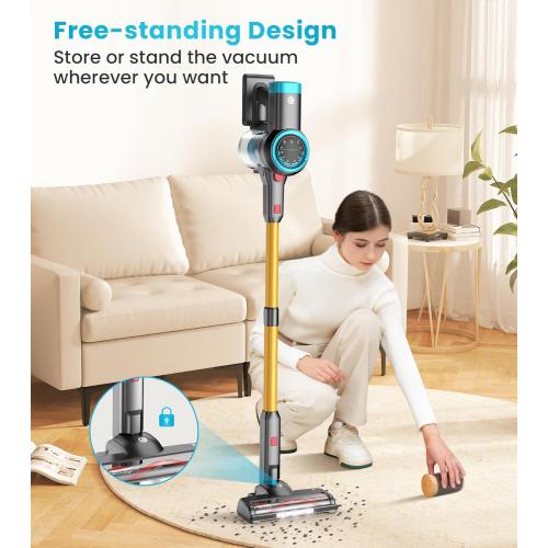 Cordless Vacuum Cleaner, 550W/45Kpa Vacuum Cleaners for Home with Self-Standing, MAX 60Mins Vacuum with LED Display, Anti-Tangled Vacuum Cleaner, Stick Vacuum for Carpet/Pet Hair