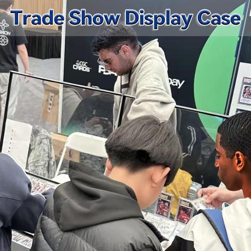 34x22 Aluminum Sports Card Display Case for Baseball MTG Collectible Cards, XL Large Table Top Trade Show Display Case with Lock for Graded Cards Jewelry Craft Collectibles