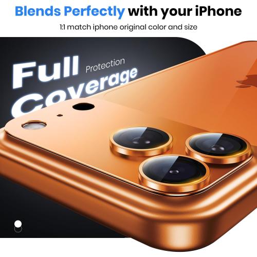 Hoerrye for iPhone 17 Pro Camera Lens Protector - [12FT Shatterproof Military Grade] [Strong Adsorption] Top 9H  Tempered Glass Camera Screen Full Protective Cover Case Friendly,Cosmic Orange
