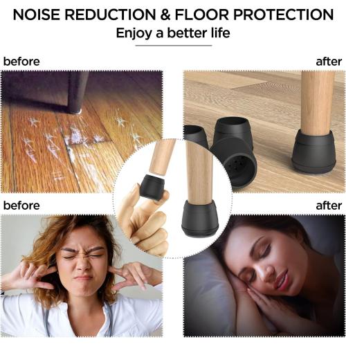 Extra Large Chair Leg Floor Protectors, (Fit: 1.84-2.36 Black).