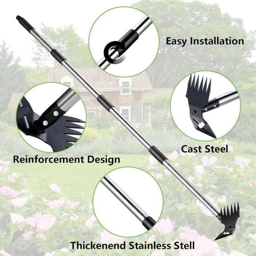Hoe Garden Tool, Weed Puller Tool with Long Handle, 2 in 1 Hand Weed Rake and Hoe Garden Weeder Tool, Uprooting Pulling Weed Remover Tool for Yard, Patio, Lawn and Garden