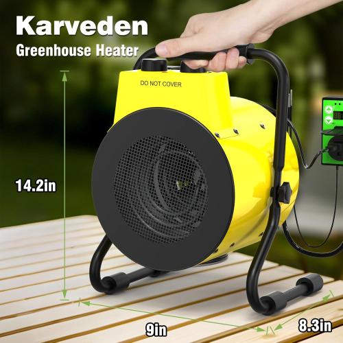 1500W Greenhouse Heater with Digital Thermostat, Outdoor Heater with Overheat Protection and 3-Second Rapid Heating Function, Outdoor Heaters for Patio Garage, Greenhouse, Flower House