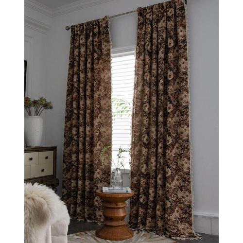 vctops Vintage Floral Oil Painting Curtains with Tassels Set of 2 Panels Rod Pocket Thermal Insulated Room Darkening Window Curtains/Drapes for Bedroom Living Room (Coffee,59x102)