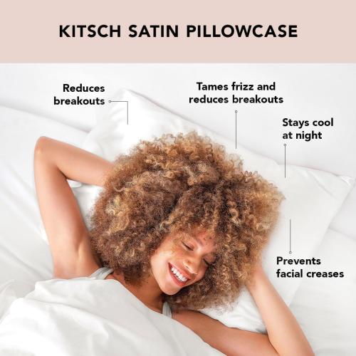 Kitsch Satin Pillowcase with Zipper for Hair & Skin, Softer Than Silk Pillow Cases Queen Size Set of 2, Wrinkle-Free, Smooth and Cooling Satin Pillow Covers, Standard Size 19x26 - Ivory, 2pcs