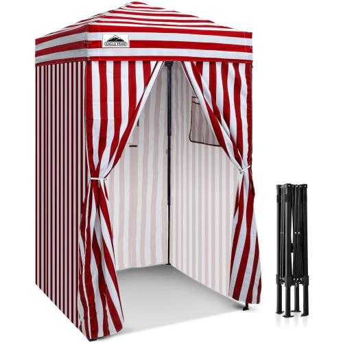 EAGLE PEAK 4x4 Pop Up Changing Tent, Outdoor Changing Room, Red/White | Pop Up Privacy Tent, Pool Cabana, Outdoor Shower Enclosure, Dressing Room, 250D Fabric, Instant Setup Compact Flex Frame