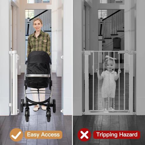 42 Inch Extra Tall Baby Gate 0-39 Wide Narrow Pet Gate Tall Retractable Baby Gates for Dogs Mesh Dog Gates Indoor Pet Gate for Stairs Doorways Hallways, White