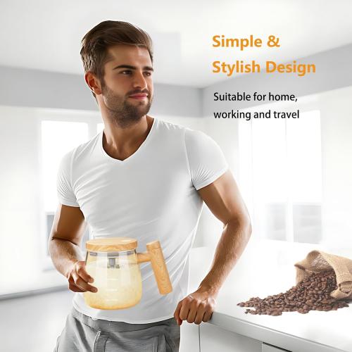 Self Stirring Mug, 400mL Electric Mixing Cup High Borosilicate Glass Self Stirring Coffee Mug Suitable for Coffee/Milk/Protein Powder