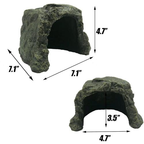 Reptile Rock Hide Cave Tortoise Hideout Turtle Basking Rock Snake Hide Habitat for Amphibian Lizard Fish Bearded Dragon Leopard Gecko