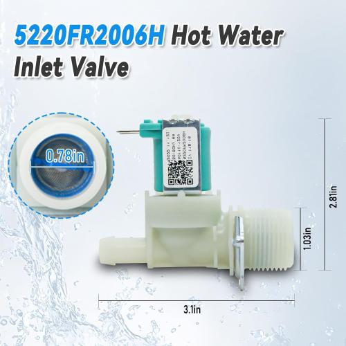 5220FR2075L And 5220FR2006H （Cold & Hot） Washer Water Inlet Valve Replacement for LG & Kenmore, Replace 5221ER1003A 5220FR2006L 5221ER1003C 5220FR2006Q 5221ER1003D etc.
