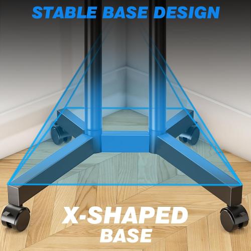 Rfiver Rolling TV Stand with Laptop Shelf, Mobile TV Stand with Upgraded Wheels for 32-75 Inch TVs, Height Adjustable Mobile TV Cart up to 88lbs, Portable TV Mount Stand for Outdoor, Home, Office