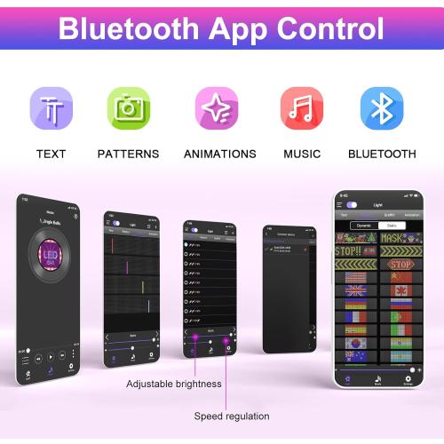 GOTUS LED Light Signs for Car,Programmable Flexible LED Sign,Bluetooth APP Control,Custom Text, Patterns, Animations