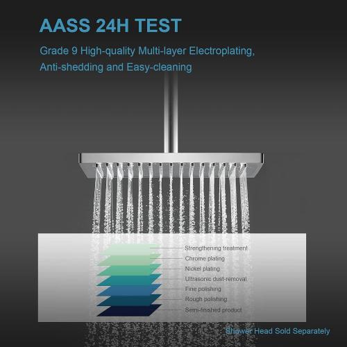 OFFO Shower Arm with Flange, 16 in Ceiling Mount Replacement Rain Shower Head Straight Arm Ceiling-Mounted For Fixed Shower Head & High Pressure Rain, Chrome