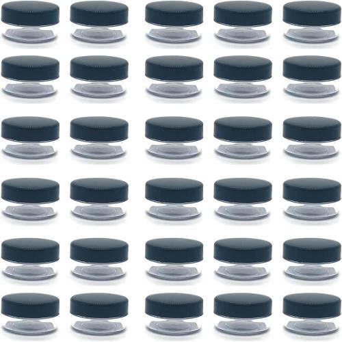 30 Pcs Sample Containers, 10 Gram Mini Sample Jars for Cosmetic, Eye shadow, Black Lid