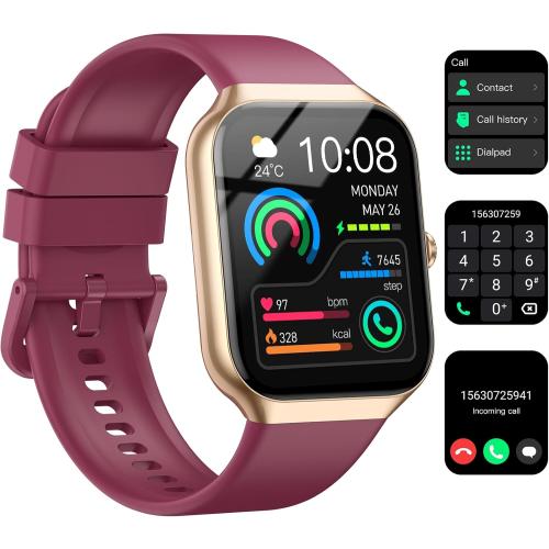 Smart Watch for Women Men, 1.96HD Smartwatch (Answer/Make Call) with Heart Rate/Sleep Monitor/Spo2/Pedometer, 2025 Fitness Watch 113  Sport IP68 Waterproof, Activity Tracker for Android iOS Wine Red