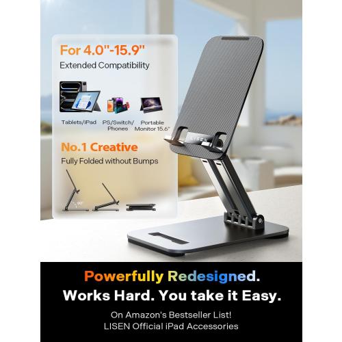 LISEN for iPad Stand Tablet Holder for Desk, Cool Home Office Desk Accessories for Men Women Kids Tablet Gifts, Office Home Essentials Gadgets Portable Monitor Stand for iPad a16 Accessories Switch