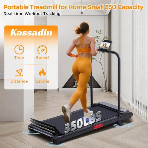 Folding Foldable Walking Pad Treadmill with Handle Bar and Adjustable Incline, 3.5HP Portable Electric Treadmills with Handles for Home Small, Home Treadmills with Incline, 0.6-7.6MPH, 350LBS