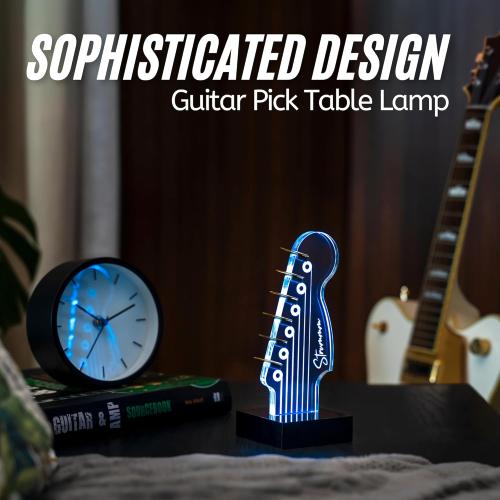 Light Up Guitar Pick Holder – 7-Color Changing LED Pick Storage Display & Night Light – USB Powered Novelty Room Decor, Holds 6 Picks – Cool Guitar Gift for Men, Musicians & Guitarists