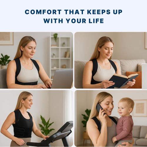 Fit Geno Back Brace Posture Corrector for Women and Men, Shoulder Straightener, Adjustable Full Back Support, Upper and Lower Back Pain Relief - Scoliosis, Hunchback, Hump, Thoracic, Spine Corrector