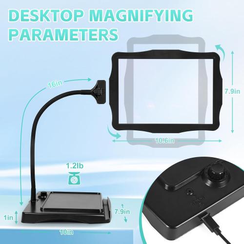 Large Hands Free Magnifying Glass with Light 50 Ultra-Bright LEDs Neck Magnifier Hands Free with Light Horizontal and Vertical Screen with Flexible Goose Neck Loop for Seniors