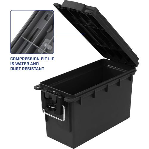 Sheffield 12790 2-Pack Ammo Storage Box, Stackable .30 Cal Field Boxes, Water and Dust Resistant, Lockable Storage Box with Handle, Secures Hunting Gear, Supplies, and Bullets, Made in The USA, Black