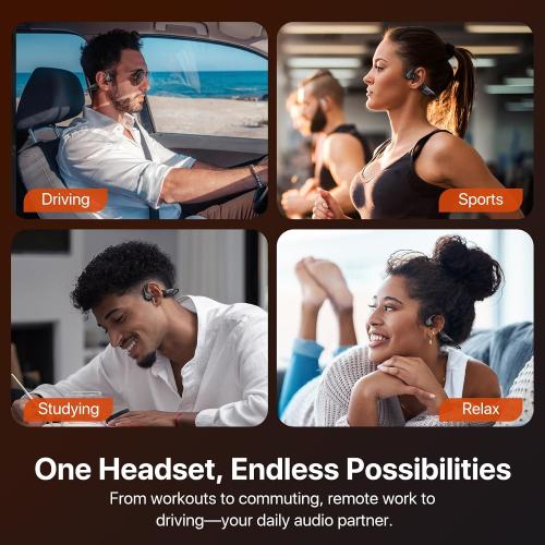 Bone Conduction Headphones, Open Ear, Bluetooth V6.0, IPX5, Sweat Resistant,10Hrs Playtime, Comfortable Fit Sports Wireless Earbuds with Built-in Mic for Running, Gym, Cycling, Outdoor, Black