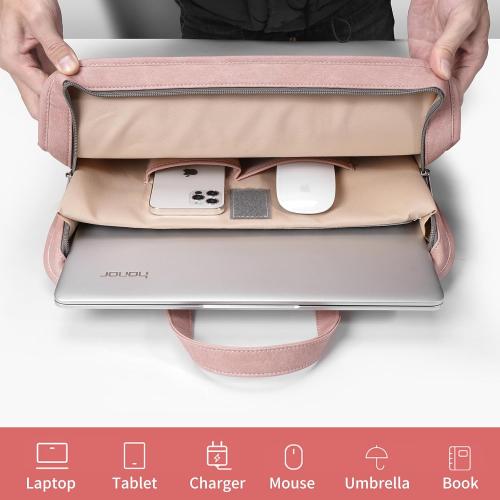 Protective Sleeve Case Bag Compatible with MacBook Pro 16 Inch, 15.6 inch, HP, Dell, Acer Aspire, Asus Notebook, Computer Bag with Shoulder Strap,Pocket,Handle, Pink