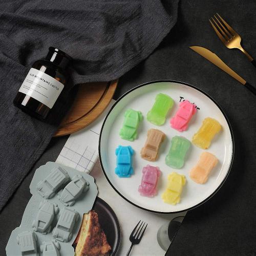 3Pcs Car Silicone Ice Cube Trays Auto Silicone Chocolate Molds Jello Candy Gummy Mold Cake Decorating Tool Crayon Wax Melt Mould (Random Color)