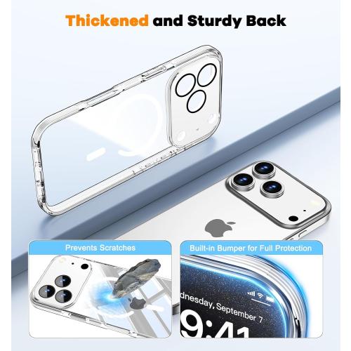 Misscase for iPhone 17 Pro Max Magnetic Case,[Military Drop Protection] Clear Hard Plastics Cover, Camera Lens Protector,Compatible with MagSafe,Anti Yellowing Full Protection Cases-White
