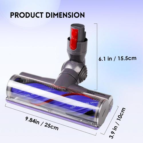 Upgrade Anti-Tangle Replacement Vacuum Head Compatible with Dyson V8, Cyclone V10,V11,V15 Cordless Vacuum Cleaners, Suitable for Thin Carpets, Hardwood Floor