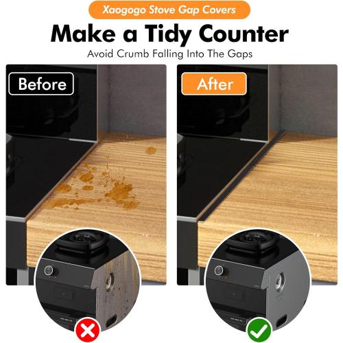 Stainless Steel Stove Gap Covers (2PCS), Stove Gap Filler for Kitchen Oven Counter Side Gap, Range Trim Kit, Easy Clean and Heat Resistant, Adjustable Length 13.8 to 27.5 1