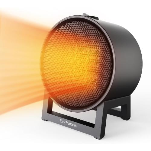 DR.PREPARE Small Space Heater for Indoor Use, 600W Electric Ceramic, Portable Desk for Office Bedroom, Fast Heating, Tip-Over & Overheat Protection, Mini Personal for Home Room