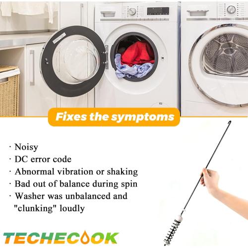 Updated W10780045 Washer Suspension Rods Kit (4 Pack) by Techecook - Replacement for Whirlpool Kenmore Maytag Amana suspension rod W10537442 W10780053 WTW4616FW0 NTW4516FW0 NTW4516FW1 WTW4800BQ1