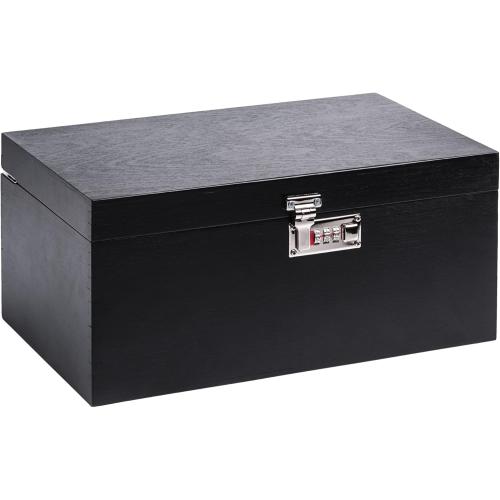 OpenMity Secret Storage Lock Box With Code – Safely Hide Your Precious Items in a Luxurious Large Wooden Storage Box (Black)